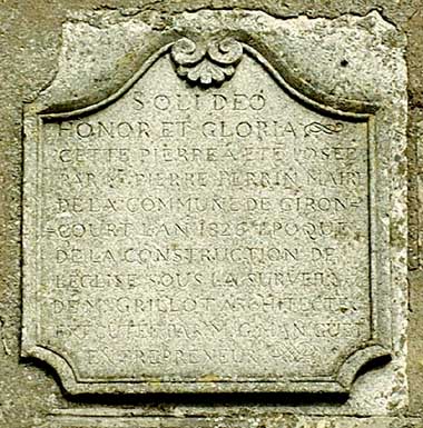 plaque de construction - église